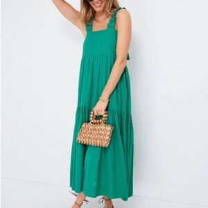 Mirth Womens Green Rio tiered 100% cotton maxi dress L NWT